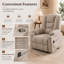 Grand fauteuil inclinable électrique avec massage et chaleur, fauteuil inclinable en chenille avec ports USB et Type-C et porte-gobelets doubles-1515338272