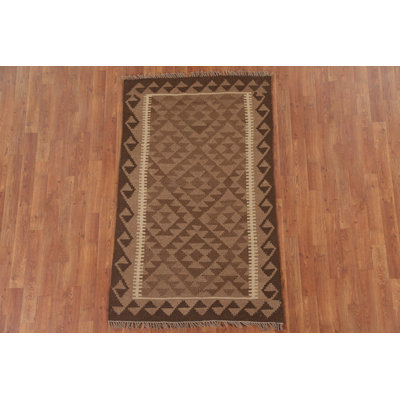 Brown Kilim Reversible Wool Area Rug 3x5