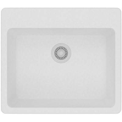 Évier de cuisine à montage sur plan en quartz classique 25 po x 22 po x 9-1/2 po