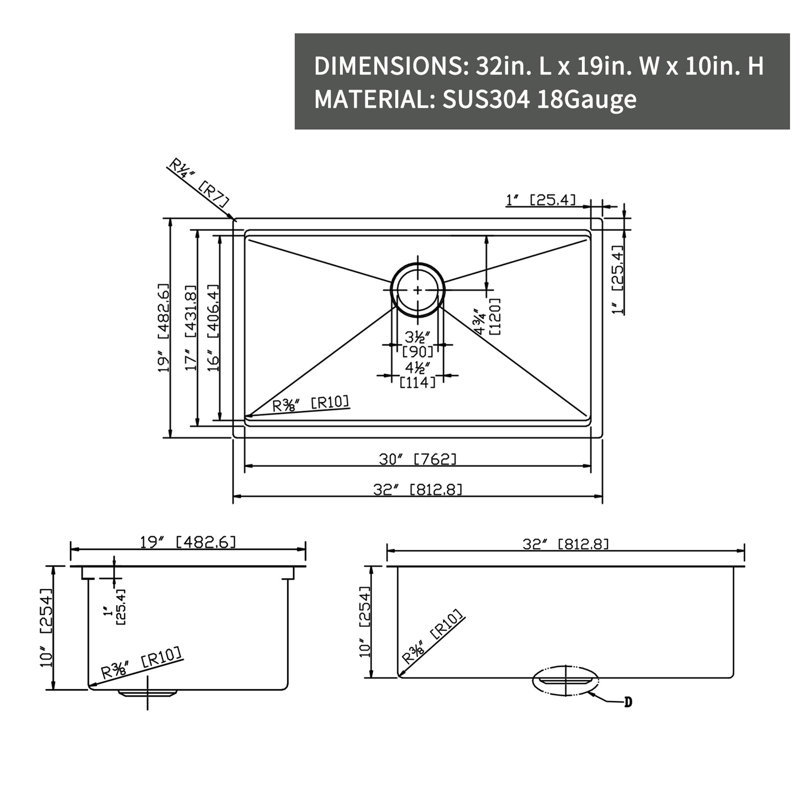 Évier de cuisine encastrable avec accessoires L 32 po x l 19 po Workstation