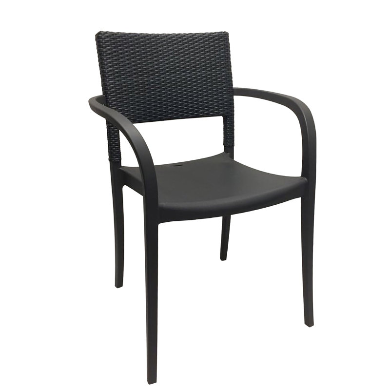Chaise de salle à manger d'extérieur empilable, Gris anthracite, 16