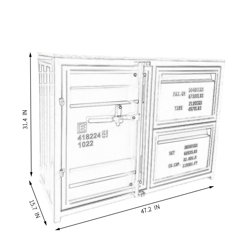 Buffet de style industriel avec roulettes