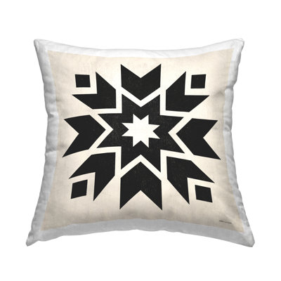 Bold Black Quilt Block Shapes Printed Throw Pillow Design By Stephanie Workman Marrott