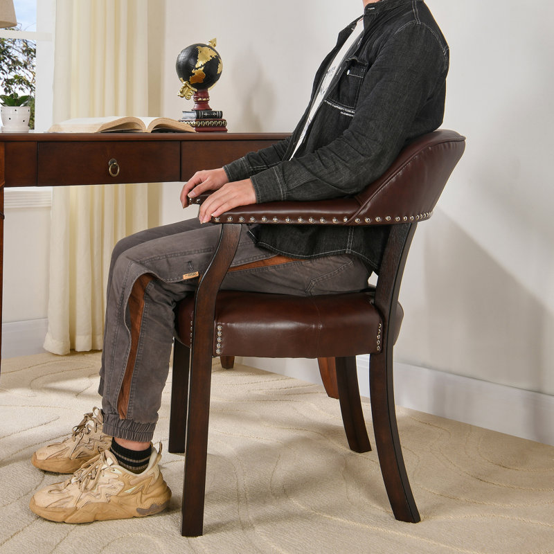 Tufted Solid Back Arm Chair, Espresso, Walnut