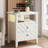 Farmhouse LED Night Stand with 2 Storage Drawers- V-Shaped Design, Open Storage, Shelf Stable Wooden Legs-1008575438