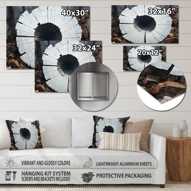 Pierre mystérieuse quartz gris I - Art mural en métal en forme de géode de pierre MT136170, H 16 po x l 32 po x P 1 po