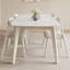 Table de salle à manger blanche + pierre frittée rectangulaire couleur cristal + bois massif-536012825