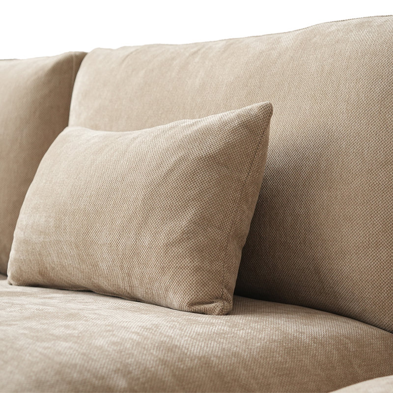 Elowen U-Shaped Modular Sectional Plush Sofa With Movable Ottoman, Kaki