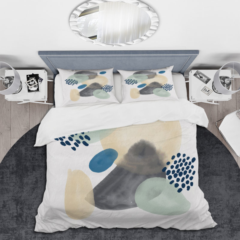 Ensemble de housse de couette moderne en polyester bleu microfibre, Housse de couette pour très grand lit et 2 très