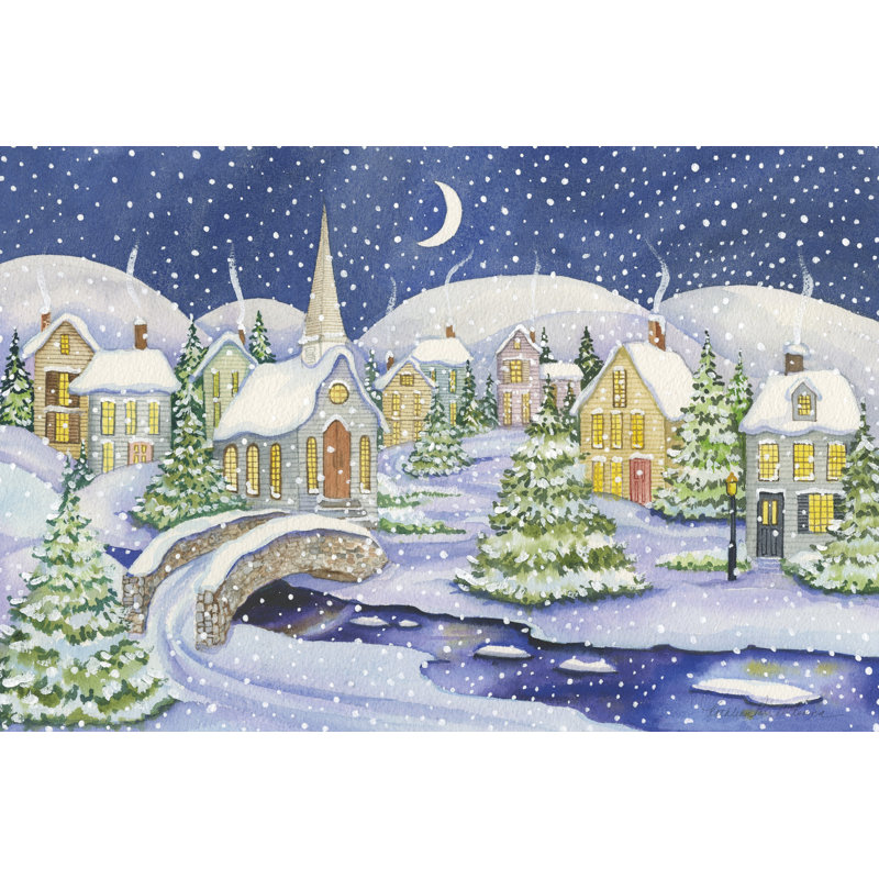All Is Calm All Is Bright - peinture sur toile tendue, H 8 po x l 12 po, Non, Toile tendue