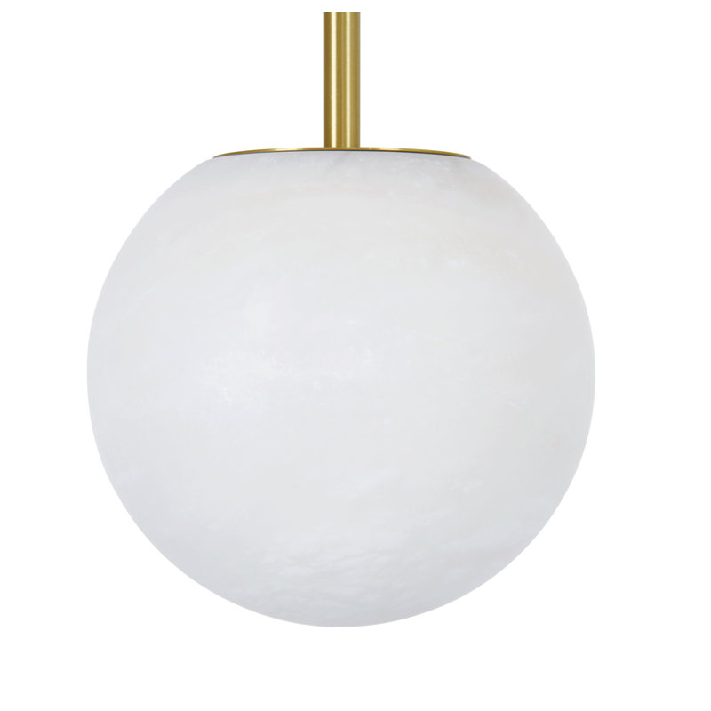 6" Alabaster Mini Pendant Light Satin Brass Modern Ceiling Pendant, Brass, 70.87" H x 6.3" W x 6.3" D