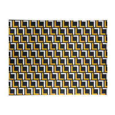 Tapis géométrique jaune / blanc / vert