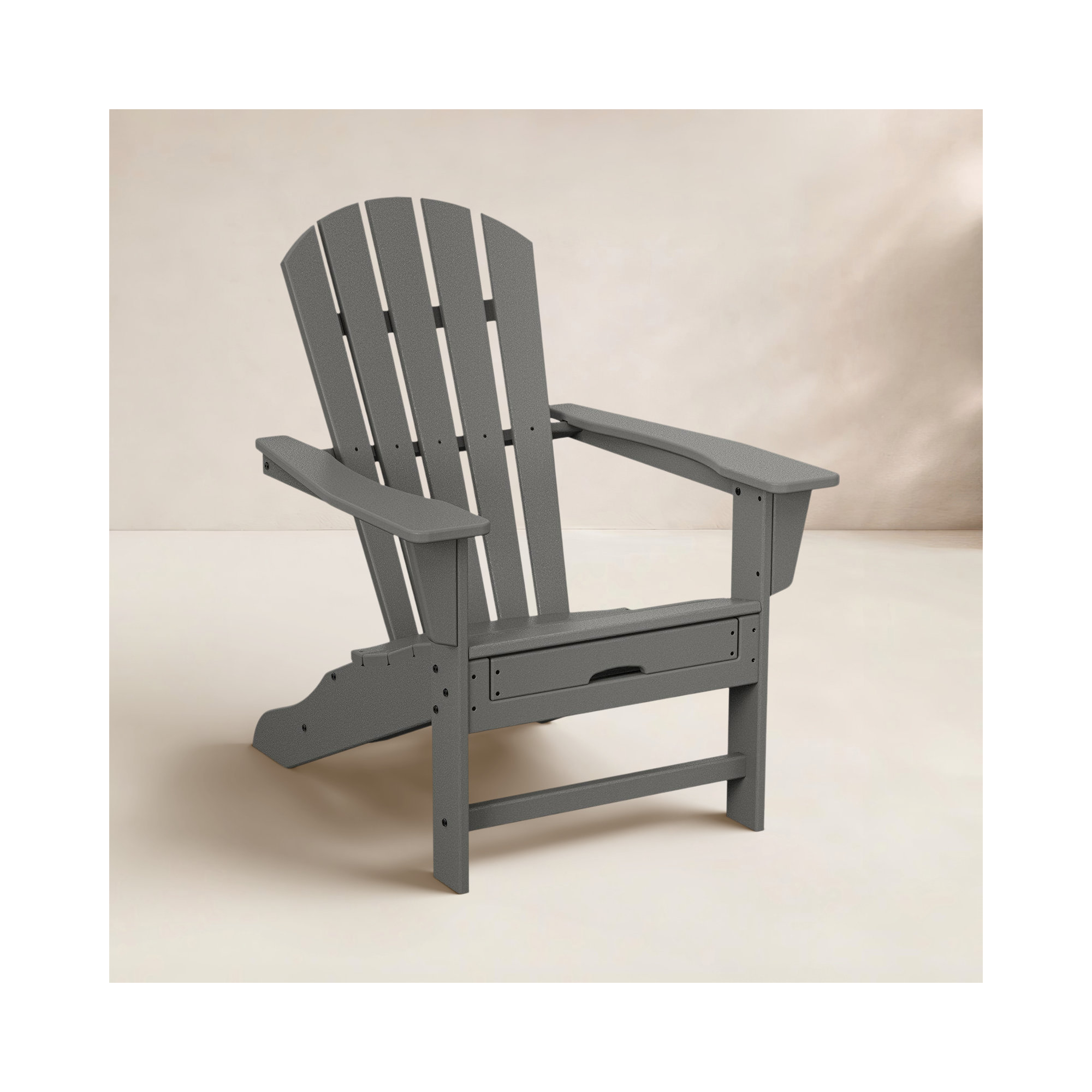 POLYWOOD Adirondack Chair with Hideaway Ottoman, Slate Gray