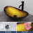 21-1/2 in. Glass Oval Vessel Bathroom Basin Sink with Pop-up Drain