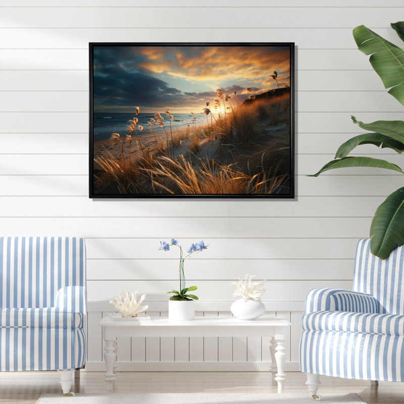 Golden Sands A Envoûtant VII sur toile, H 24 po x l 32 po, Cadre flottant noir