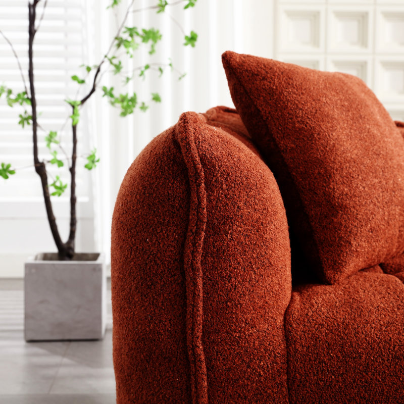  Causeuse capitonnée Bean Bag, Chenille brun rouge