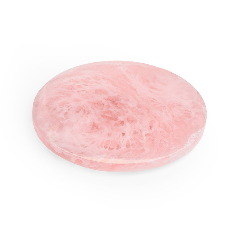 Plateau sur pied en résine Islas , 0,7 po H x 7,75 po L x 7,75 po P, Rose