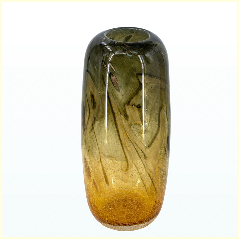 Vase en verre 5,5 "x 5,5" x 13,4 "avec ambre et gris dégradé, vase décoratif en verre pour la maison