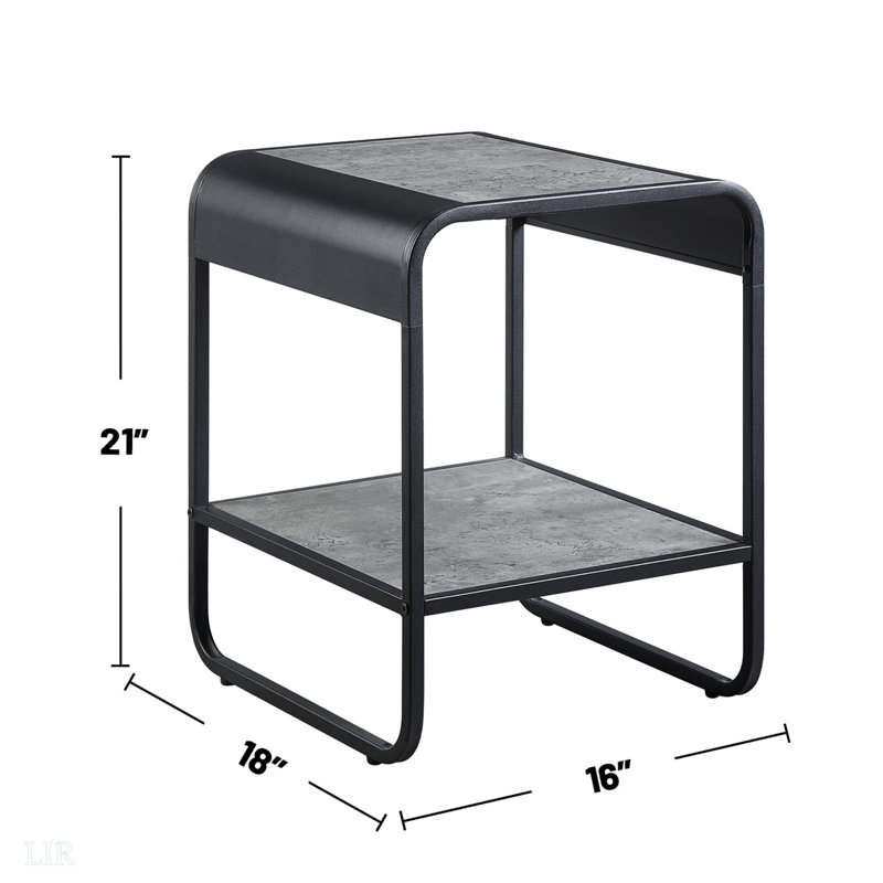 Table de bout en métal avec tablette inférieure, table de bout