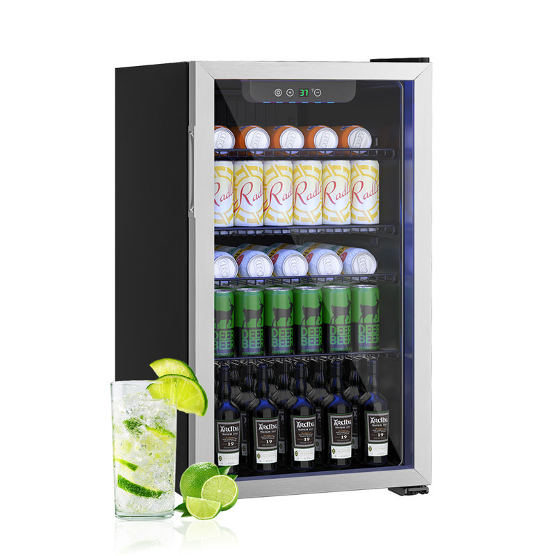 Erivess 3.2 Cu.ft Beverage Refrigerator Cooler, 126 Can Quiet Mini Fridge with LED Digital Display, Adjustable Shelves, Temperature Control