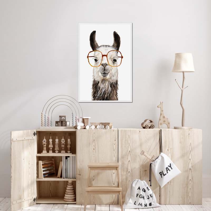 Hip Llama III by Victoria Borges - Painting, 95cm H x 65cm W, White Framed Paper Print