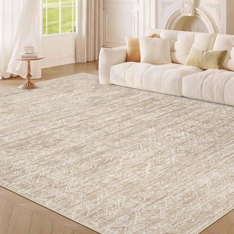 Washable Rug  Area Rugs: Modern Geometric Rugs For Living Room Non Slip Soft Low Pile Moroccan Indoor Carpet For Bedroom Nursery Dining Room Home Office