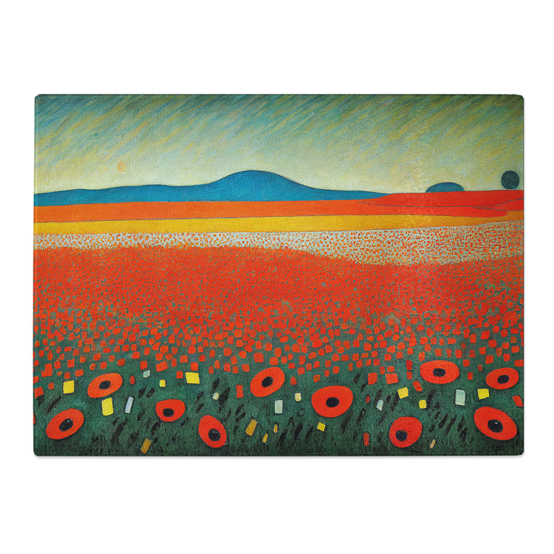 Graceful Poppy Field Flowers  Glass Chopping Board