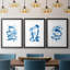 Blue Breeze I - reproduction encadrée sur mesure de qualité supérieure mate - 3 pièces
