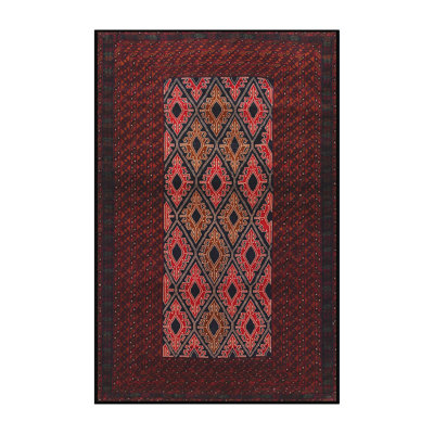 Tapis brun/rose/rouge traditionnel Montufar