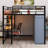 Loft Metal Bed With Desk,Shelves,Power Outlet,LED Light And Wardrobe-695141626