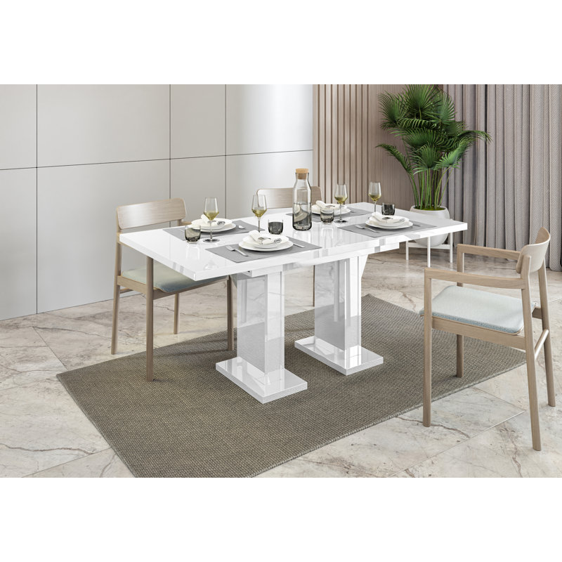 Helme Extendable Dining Table,  High-Gloss White