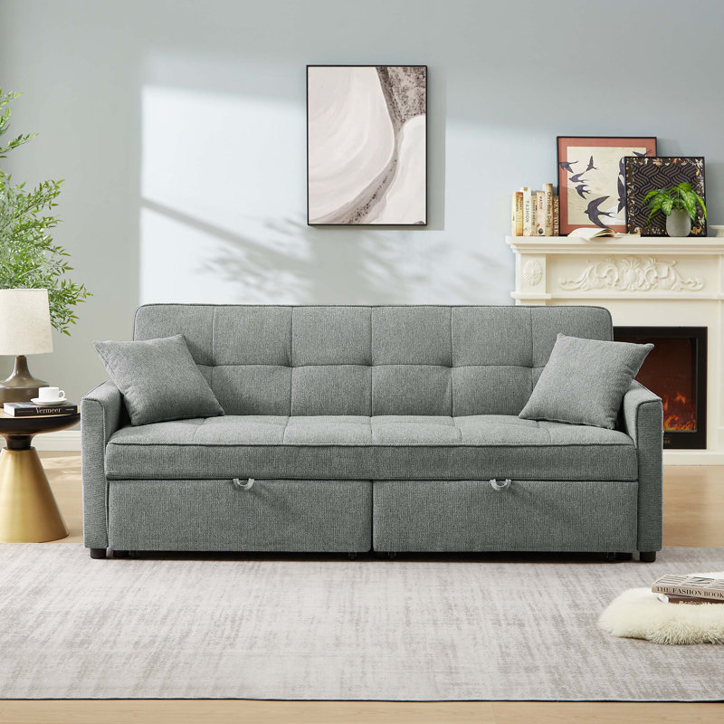 Jahari Upholstered 80.7'' Sofa, Dark Gray Polyester