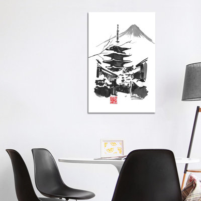 Fuji San And Temple by Péchane - Print on Canvas