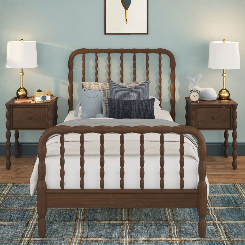 Lind Spindle Twin Solid Wood Bed, Twin, Brown