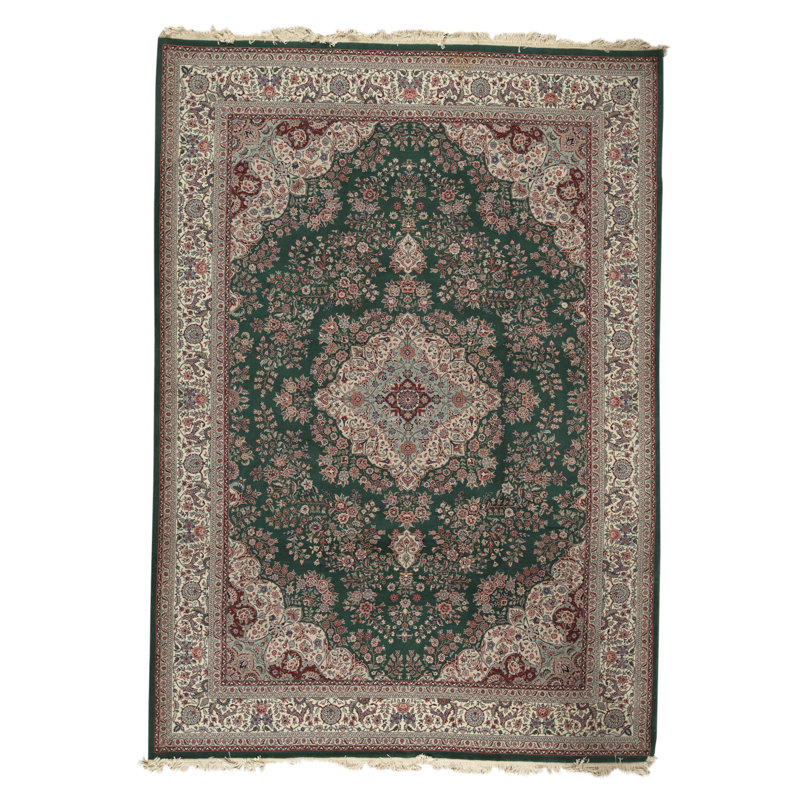 Tapis vert noué à la main de haute qualité