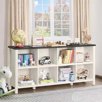 Farmhouse Wood Long Storage Organizer Bookcase