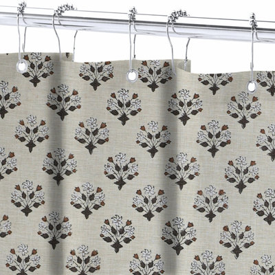 Rideau en coton à motif de blocs de salle de bain | Style minimaliste de bain bohème, fleur de Diwali, brun