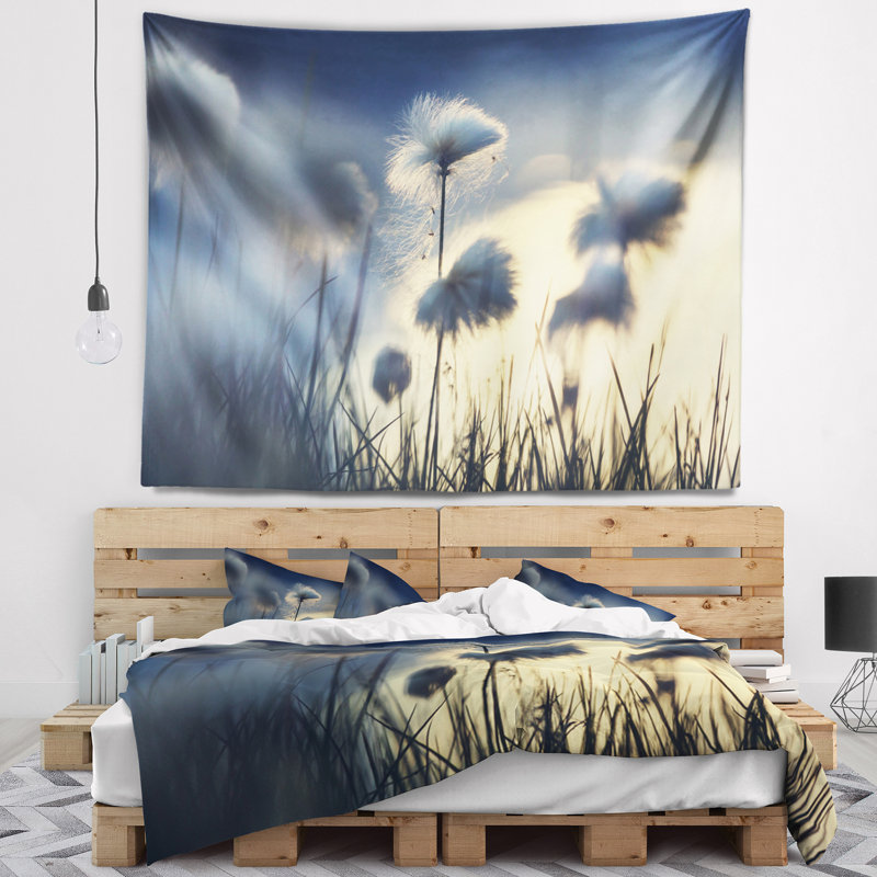 Tapisserie fleurs de coton arctiques, H 50 po x l 60 po