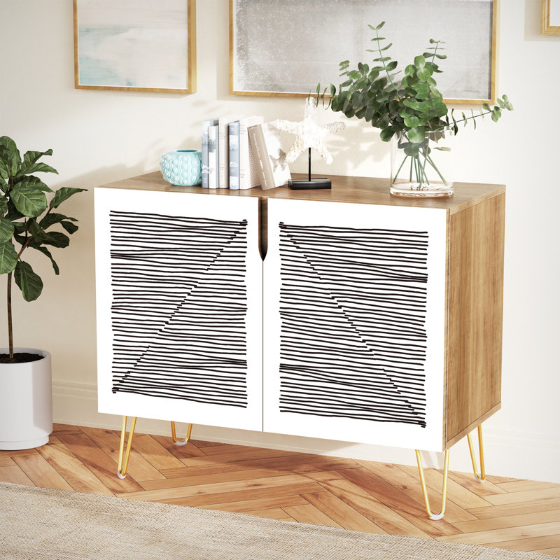 35'' Sideboard, Abstract Lines Gray