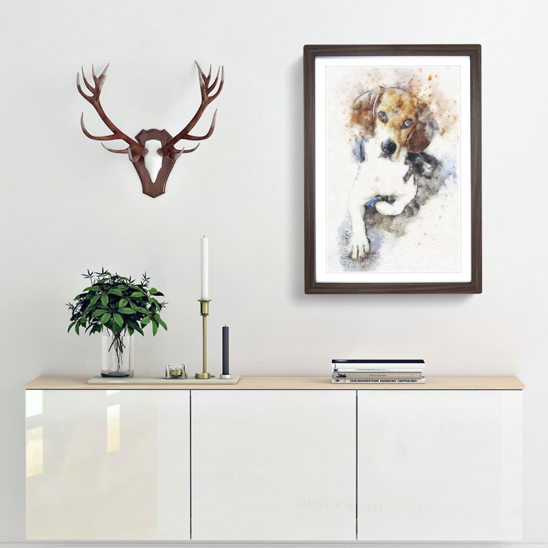 Beagle Dog in Abstract - Picture Frame Graphic Art Print, Walnut Framed, 87cm H x 62cm W x 2cm D