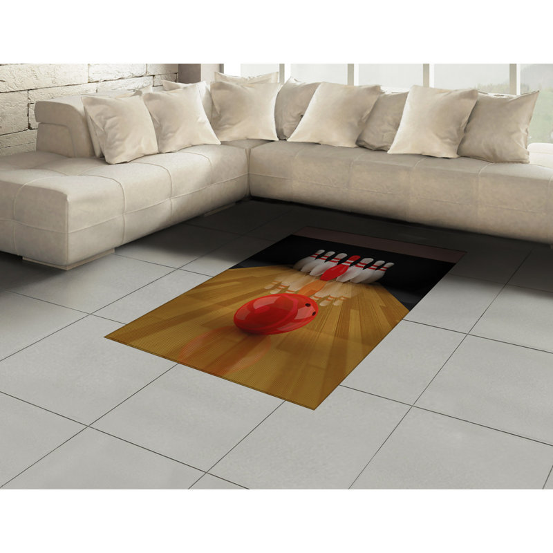 Tapis décoratif en fibre de polyester haute densité Bowling Party, Rectangle— 4 pi x 5 pi 8 po