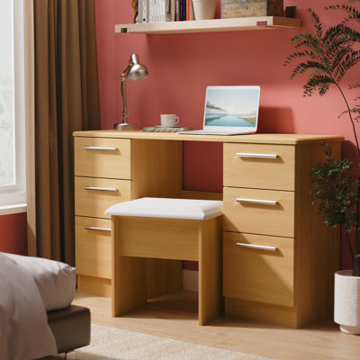 Borgeson 6 Drawer Kneehole Desk (Ready Assembled)