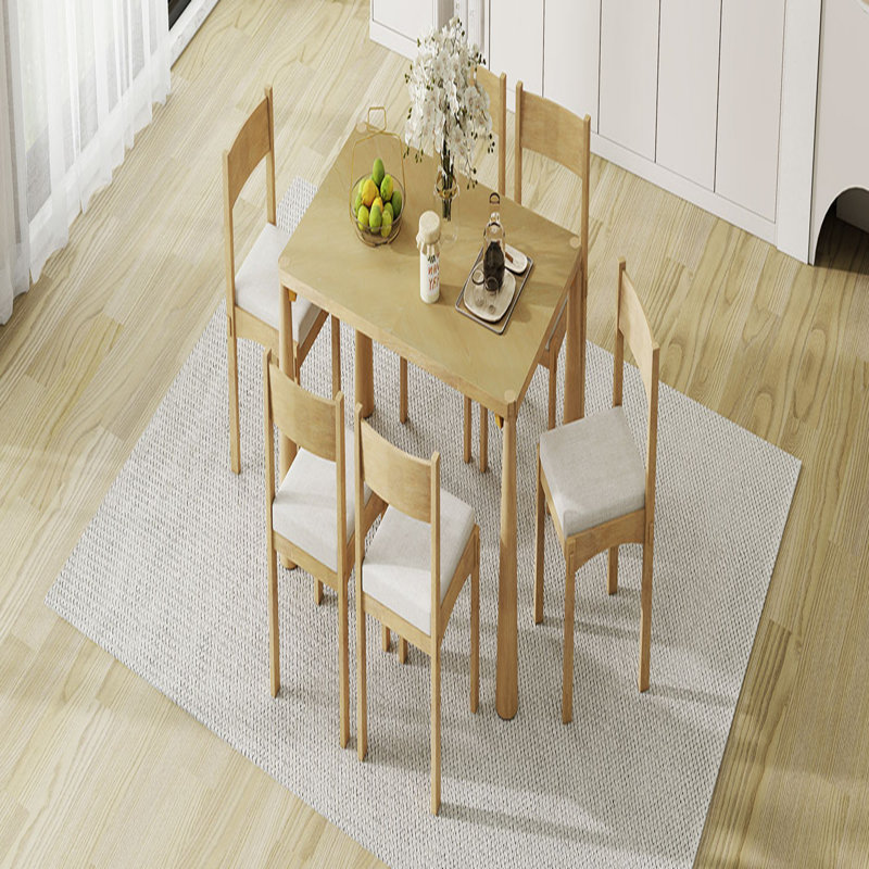 Ensemble de table à manger 7 pièces pour 6 personnes, ensemble de table à manger en bois pour 6 personnes avec chaises rembourrées pour la cuisine et la salle à manger