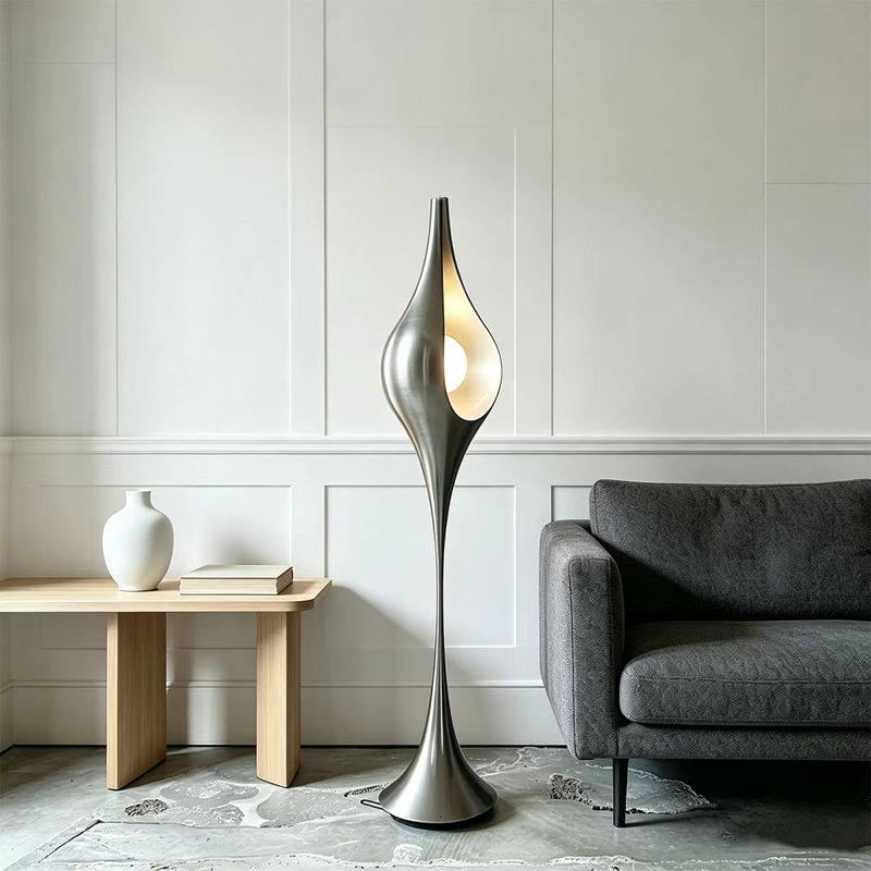 Lampes de plancher argentées en plastique