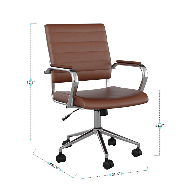Fauteuil de bureau pivotant avec accoudoirs Martha, Brun