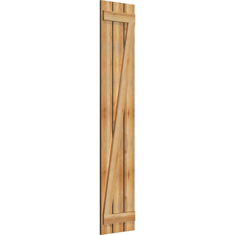Volets espacés de 5 3/8 po avec barre en Z, cèdre rouge de l'Ouest TimberCraft (par paire), 17 1/8 po, 81 po