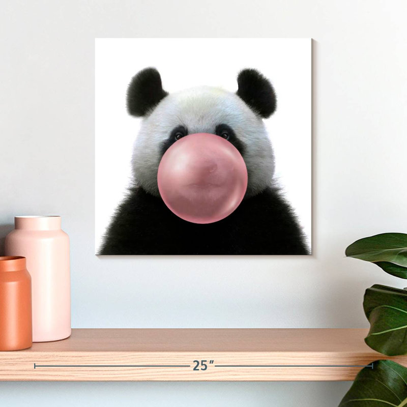 " Panda Bubble Gum " Print, 16" H x 16" W x 1.25" D