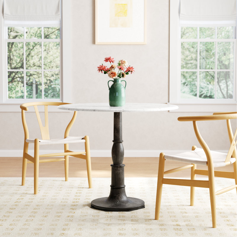 Mickley Round Marble Top Metal Base Dining Table