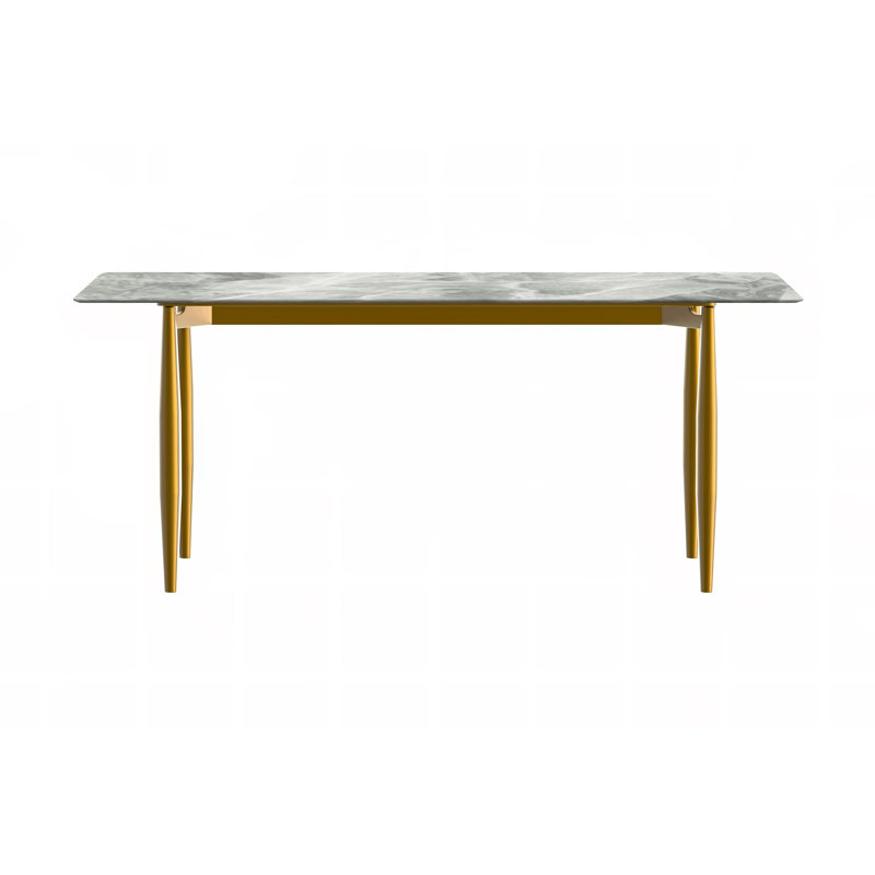Metal Base Dining Table, 55.11" W x 31.5" L, Light Gray