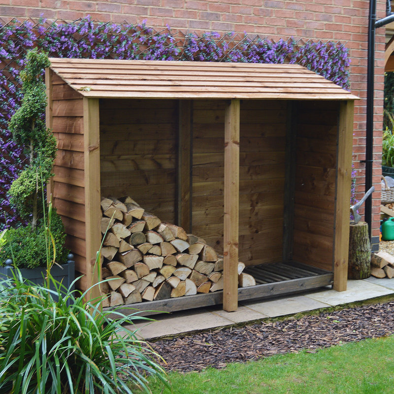 80cm D Solid Wood Log Store, Rustic Brown